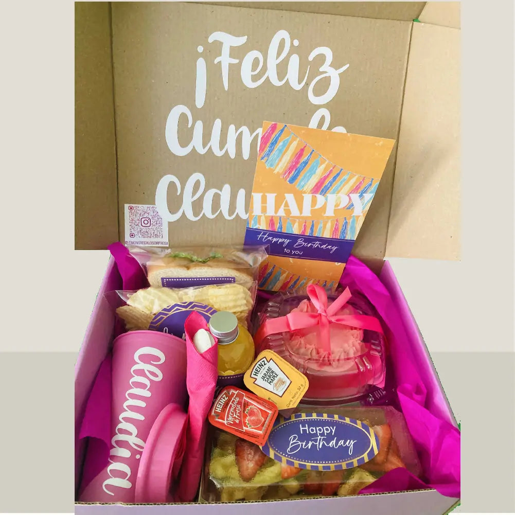 Box Birthday Color Rosa Desayuno Sorpresa de Cumpleanos