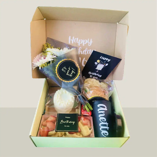 Box Birthday Color Negro Desayuno Sorpresa de Cumpleaños a Domicilio